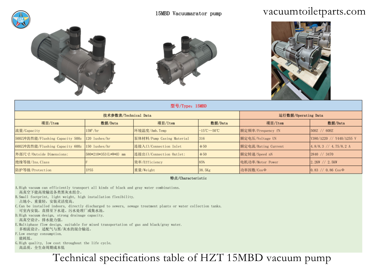 HZT029015001 15MBD vacuum pump specifications and performance chart