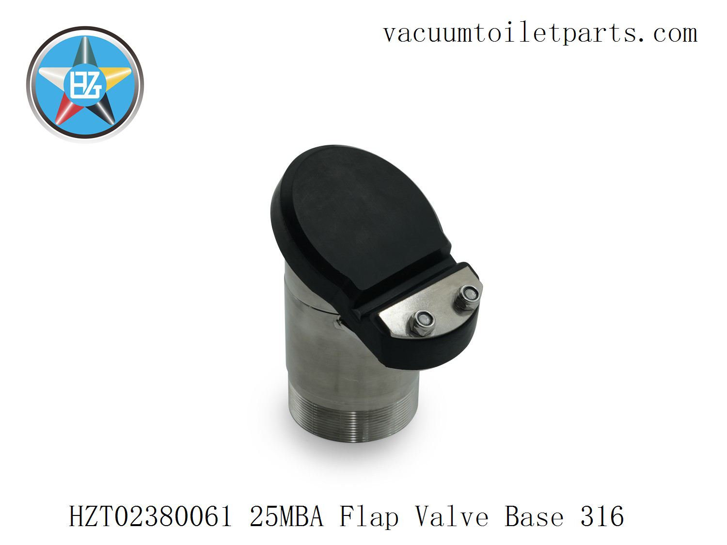 HZT023280061 stainless steel flap valve base top view showing inlet curvature.