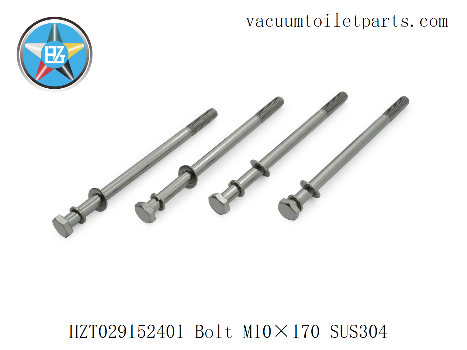 Head view of HZT029152401 bolt showing hex head and polished finish.