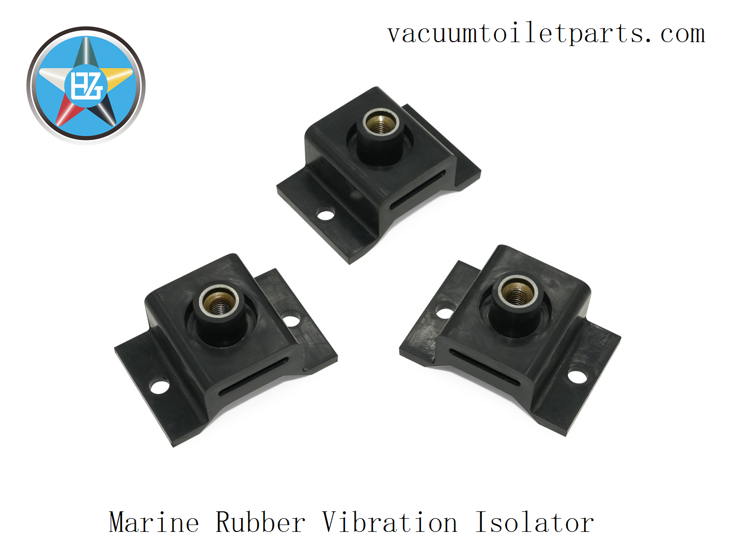 Installed view showing rubber vibration mount supporting the HZT 15MBD marine vacuum discharge pump.