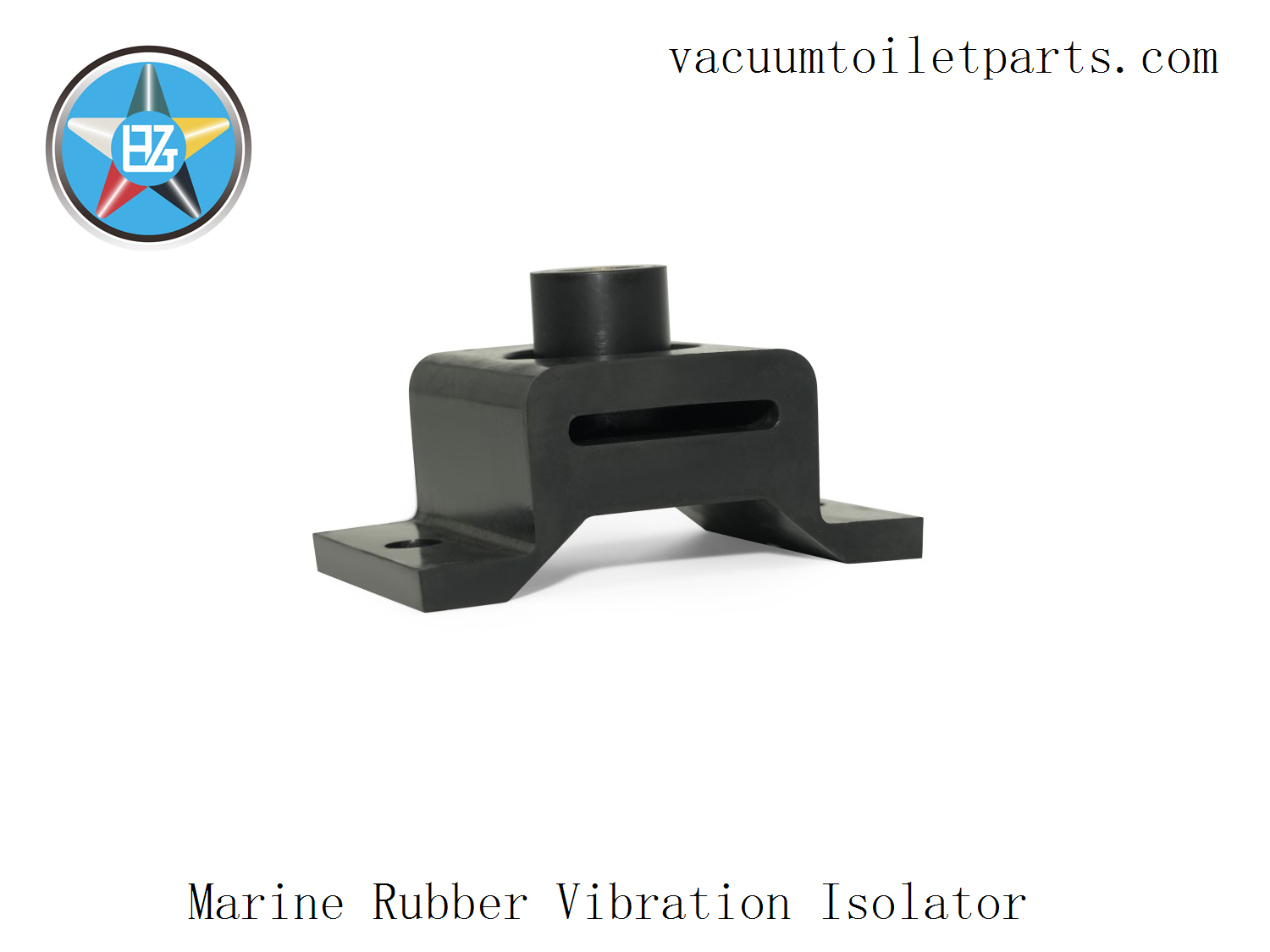Top view showing circular rubber surface and embedded metal core of the marine vibration mount.